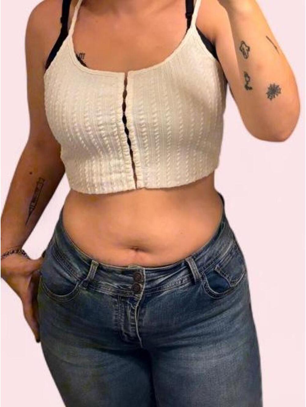 White Cropped Corset Style Top